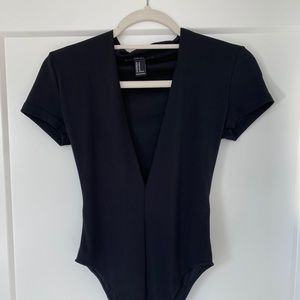 Black plunge bodysuit